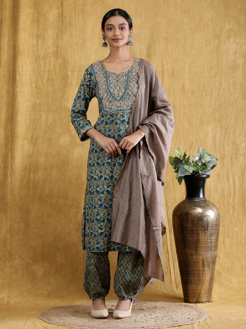Shifory Embellished Green Kurta Set for Women - Image 1